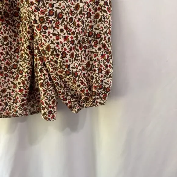 Toad & Co Manzana Peasant Top XS Ivory Red Floral Henley Long Sleeve Boho Hippie - Picture 4 of 11